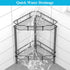 HuggieGems 2 Tier Floor Standing Corner Shower Caddy Organizer Shelf with Hooks, Bathroom Shelves Stand Rack, Matt
