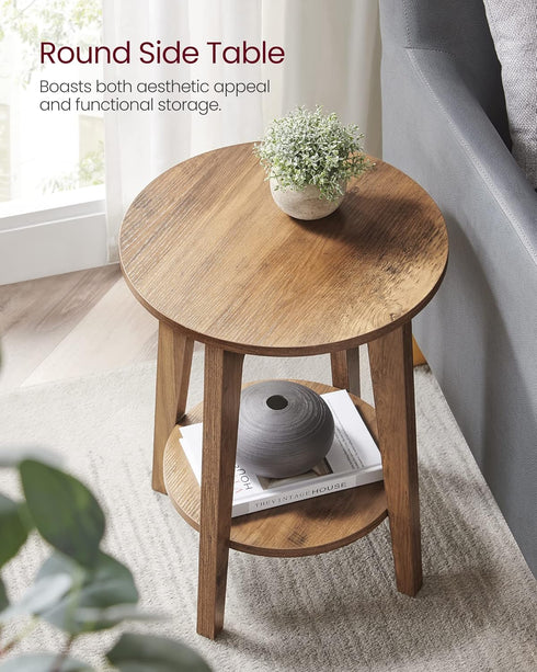 2-Tier ULET283T41 VASAGLE MAEZO Collection - Side Table, Small Round End Table, Nightstand with Tapered Legs, Curved