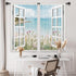 Riyidecor Ocean Beach Coastal Kitchen Curtains, Short Hawaiian Floral Scenery, 2 Panels 27.5Wx39H Inch