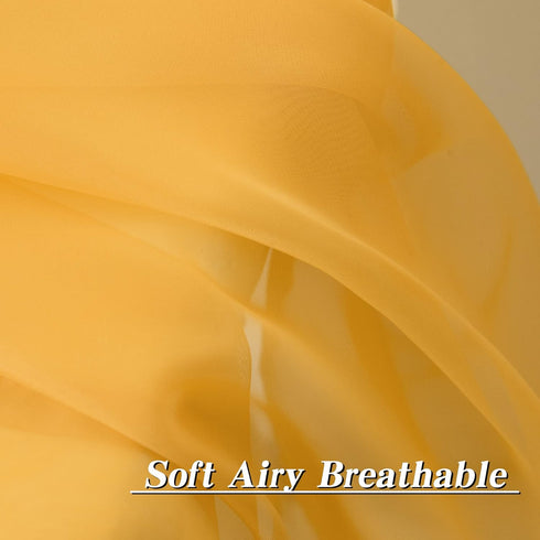 HUTO Gold Yellow Sheer Curtains, 45 Inch Length for Small Windows, 2 Panels, 52 by 45 Inches Long