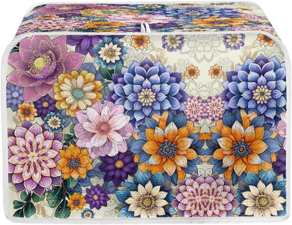 Colorful Boho Mandala Flower Toaster Cover, Decorative Dust Cover for Kitchen Protector with Top Handle