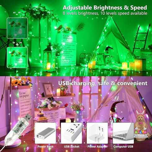 33ft 100 4th BrizLabs Fairy String Lights, LED Color Changing Patriotic Fairy Lights with Remote Timer, USB July Starry