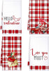 Kajaia 4 Pcs Valentines Day Kitchen Towels Hand Dish Towels Red Valentines