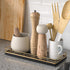 Oak Wooden Decorative Kitchen Tray, 11" L Dish Soap Sponge Holder for Sink Countertop, Spice Salt and Pepper Organizer