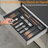 Homecor Silverware Organizer, Expandable Large Kitchen Drawer Organizer with 2 Removable Knife Blocks, Black