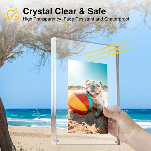 5x7, 2 Pack 5x7 5 7 5x7 HOUSE DAY Acrylic Picture Frames Magnetic Picture Frame, Double Sided Clear x Photo Frame