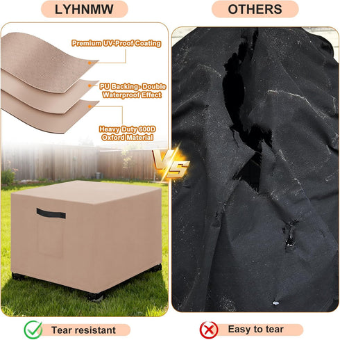 2PCS 20" 20" 18" 600D LYHNMW Outdoor Patio Ottoman Cover, L x W x H Waterproof Patio Ottoman Cover, Heavy Duty Patio