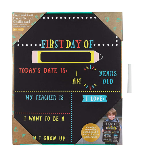 Kate & Milo First and Last Day of School Reversible Chalkboard, Reusable Photo Sharing Prop