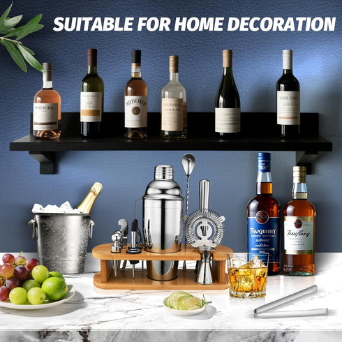 Set 13-Pcs Set 25oz Cocktail Shaker Bartender Kit: Bar Tools with Bamboo Stand, Essential Bar Accessories for Home: