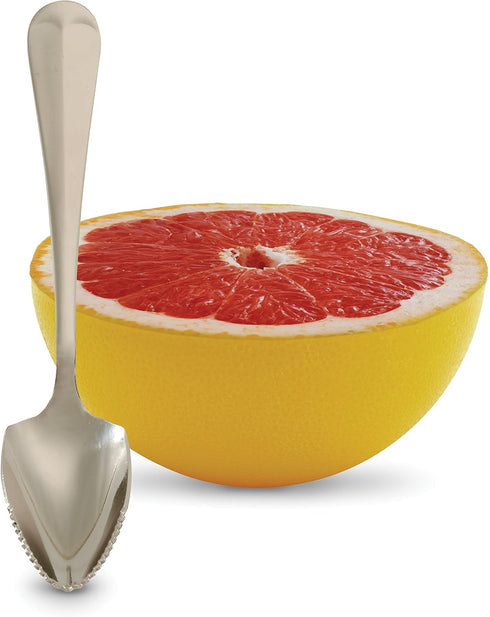 HIC Kitchen Stainless Steel Grapefruit Dessert Spoons, Set of 2 with Pointed Tip and Serrated Edge