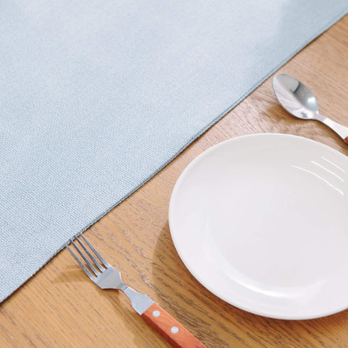 NATUS WEAVER 2 12 60 Inch Soft Caddice Faux Linen Side Table Runner, eco-Friendly Fabric Handcrafted Runner, Light Blue