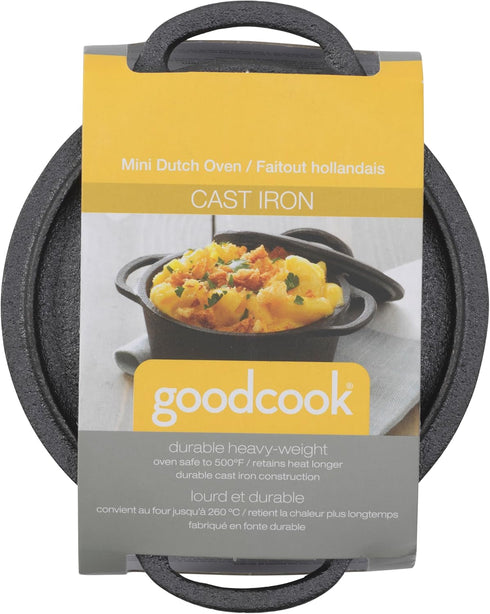 GoodCook Pre-Seasoned Cast Iron Mini Dutch Oven, Black