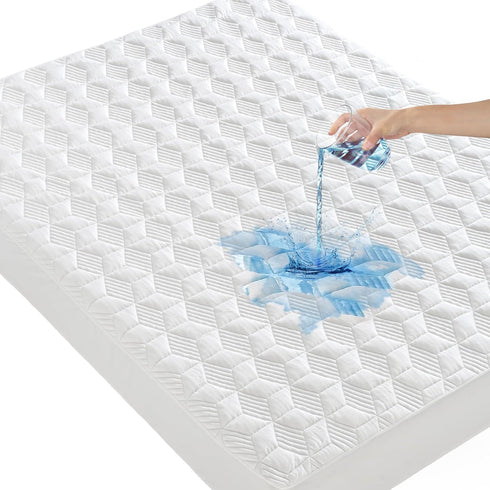 GRT Waterproof Mattress Protector Queen, Rayon Bamboo Mattress Protector Cooling Breathable, 3D