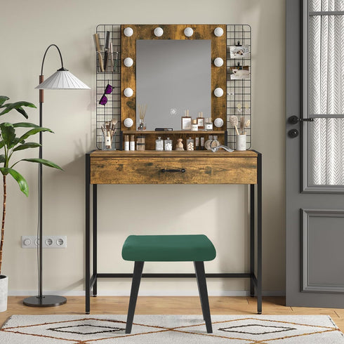 Pack 4 Deisy Dee Velvet Rectangle Vanity Stool Covers, Small Footstool Ottoman Covers of (Kelly)
