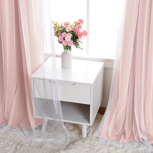 Grommet 52" 84", 2 DWCN Layered Curtains Blackout and Sheer Curtains with Tiebacks Top Window Curtain Panels for Living