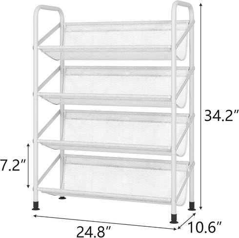 4 Closet 4 Tier Shoe Rack for Mesh Fabric Metal Shoe Racks, Small Shoe Storage Organizer Shelf for Entryway, Hallway