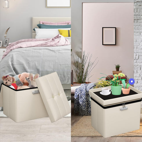 17 13 13 inch Tamfile Small Ottoman with Storage, x x Fireproof Safe Folding Ottoman with Lock for Important Documents