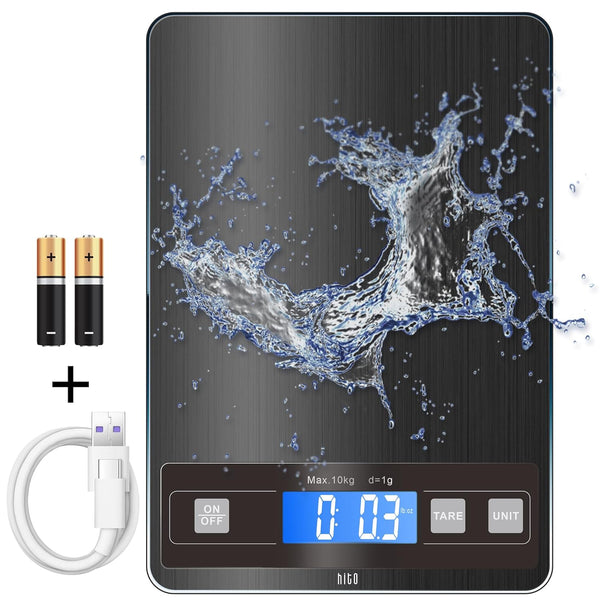 hito Food Scale, 22lb Digital Kitchen Scale, Rechargeable Waterproof for Weight Loss, Cooking and Baking