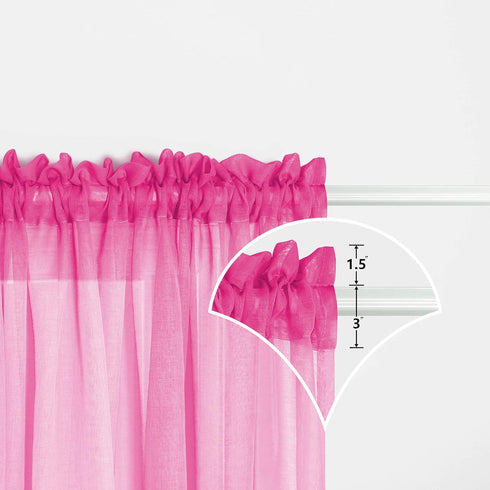 Pink and Purple Curtains for Girls Bedroom Decor, 1 Single Panel Pocket Window Voile Pastel Sheer Ombre Rainbow (63