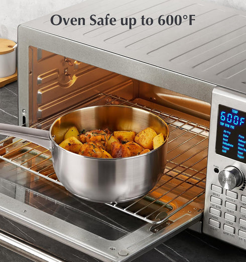 KOCH SYSTEME CS 2QT Stainless Steel Saucepan with Lid, Premium Induction Pot, Easy to Clean