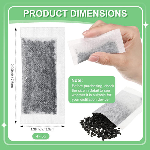 48 Packs Replacement Activated Charcoal Distiller Filters Coconut Shell Activated Carbon Filter Sachets Compatible with Countertop Water Distiller Models by Lounsweer