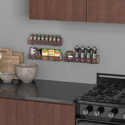 Simple Houseware Wall Mounted Spice Rack Shelves Organizer, Bronze, 3-Pack by Simple Houseware