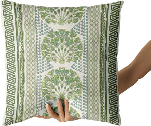 Sweetshow Summer 18 Inches Set 2 Sage Green Flowers Pillowcovers Geometric Throw Pillow Covers Cushion Case for Sofa