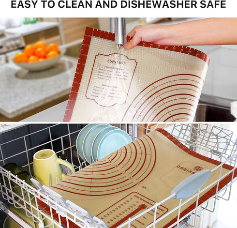 Extra Thick Silicone Baking Mat with Measurements, 26x16 Inch Non-slip and Reusable for Cookies, Bread, Pastry