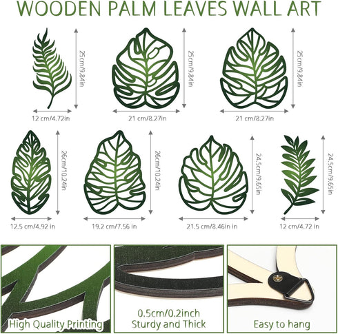 7 Namalu Pcs Tropical Wall Decor Jungle Monstera Wall Art Boho Palm Leaf Wooden Decoration Tropical Nursery Decor