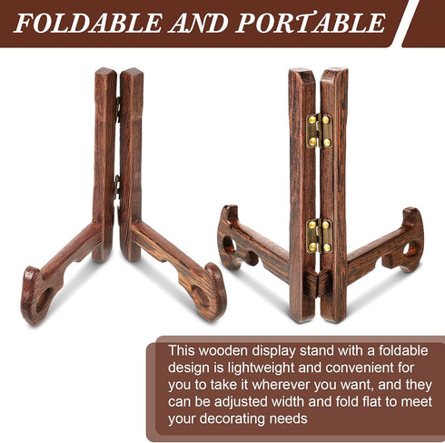 2 Pieces Wooden Display Stand - Plate Holder Wooden Easel for Display Plates Photos Home Birthday Party Decorations