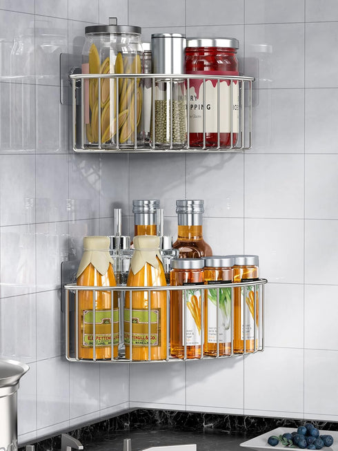 2-Pack SUS304 SMARTAKE Corner Shower Caddy Deep Basket Design, Stainless Steel, Wall Mounted Bathroom Shelf