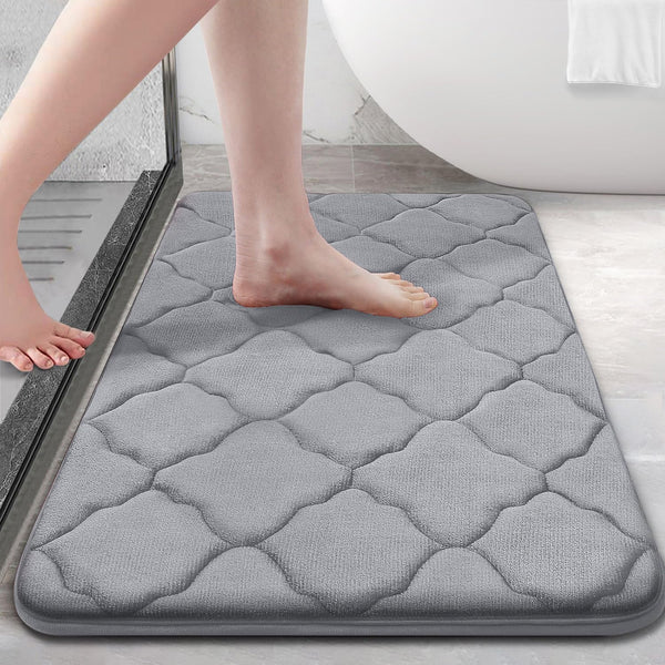 OLANLY Memory Foam Bath Mat Rug 36x24 - Ultra Soft Non Slip and Absorbent Bathroom Rug, Grey