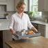 15.7 11.8 x1.6 Grey Decorative Tray, Rectangular Large Serving Tray with Handles, Plastic Coffee Table Tray
