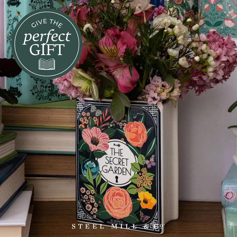 Steel Mill & Co Original Book-Shaped Decorative Vase, Ceramic Vases for Home Decor, Cute Bookshelf Decor, Unique Vase