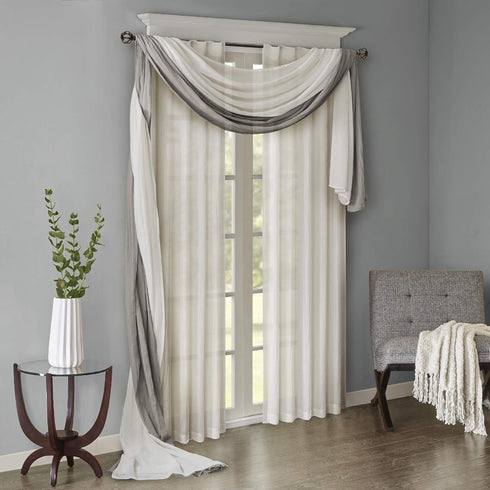 Madison Park Harper Sheer Curtain for Living Room, Lightweight Window Treatment 42" x 144", White