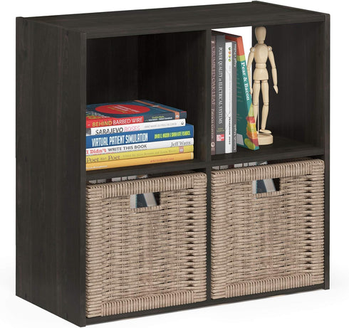 Furinno Pelli Cubic Storage Cabinet, 2x2, Espresso Finish