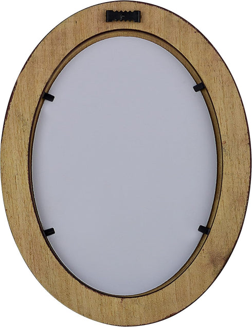Classic Oval Picture Frame 5x7, Hand Made Solid Wood Frame with Stained Walnut Finish from Italy
