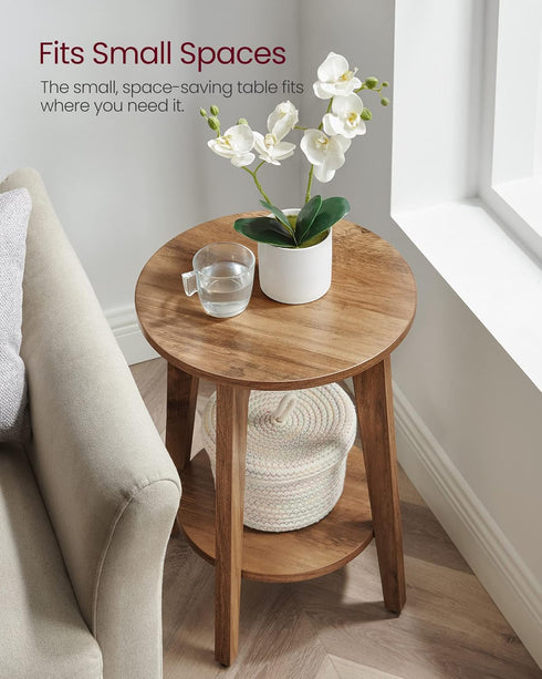 2-Tier ULET283T41 VASAGLE MAEZO Collection - Side Table, Small Round End Table, Nightstand with Tapered Legs, Curved