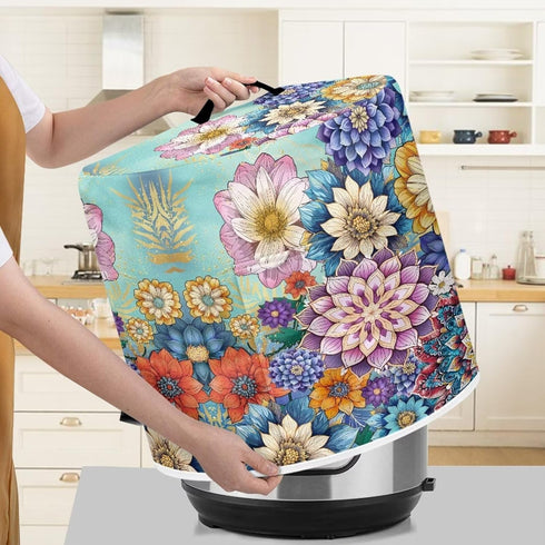 Colorful Boho Mandala Pressure Cooker Cover with Handle and Storage Pocket for Air Fryer and Toaster