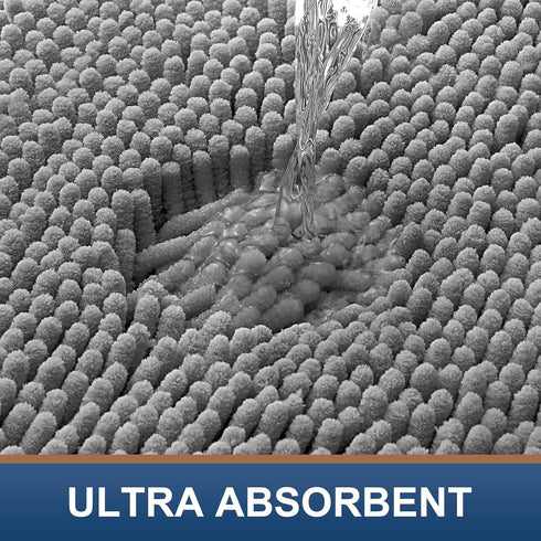 smiry Chenille U-Shaped Toilet Bathroom Rugs, Soft Absorbent Non-Slip Contoured Mats, Machine Washable (24"x20", Dark