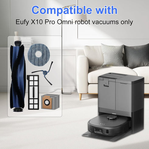 26 Pack X10 2 4 6 6 6 1 1 Replacement Parts Kit for Eufy Pro Omni Robot Vacuum Accessories, Main Roller Brush Filters