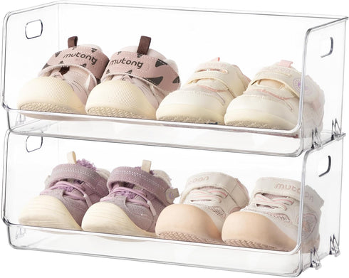 HBlife Clear Acrylic Kids Shoe Rack Baby Toddler Shoe Storage Organizer for