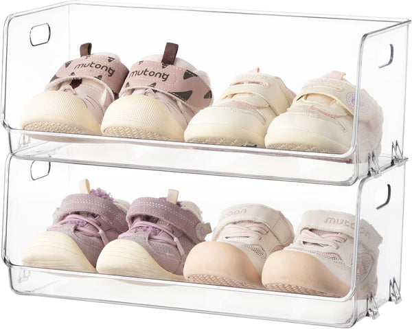 HBlife Clear Acrylic Kids Shoe Rack Baby Toddler Shoe Storage Organizer for