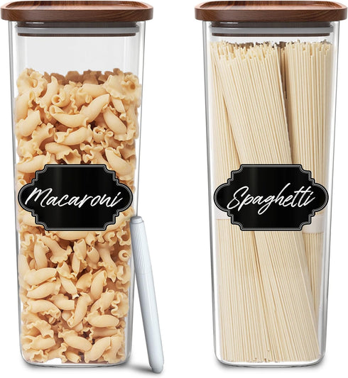 Essos Square Glass Jars with Wood Lids Set of (2) 80 fl oz