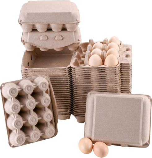 LayHyand 30 Pack, Dozen 3x4 12 Count Vintage Egg Cartons Blank Natural Paper Pulp Square Egg Cartons Eggs, Classical