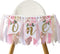 Agkvw Pink and Gold High Chair Banner- Floral and Butterfly One Highchair Banner,