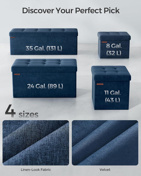 12.2 16.1 Inches 286 lb, ULSF200Q01 SONGMICS Storage Ottoman, Foldable Small Ottoman Foot Rest, x Foot Stool, Load up