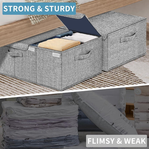Deep Under Bed Storage Container, 10" Tall Height Underbed Box Bin with Lids, Large Basket for Bedroom, 2 Pack