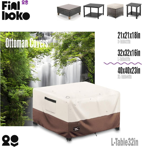 Finiboko Cover,32"L 32"W 16"H Furniture,100% 600D Patio Ottoman x x Square Patio Dining Table Cover for Outdoor