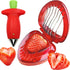 Strawberry Huller Stem Remover and Slicer Set, Stainless Steel Blade Kitchen Tools for Potatoes Pineapples Carrots